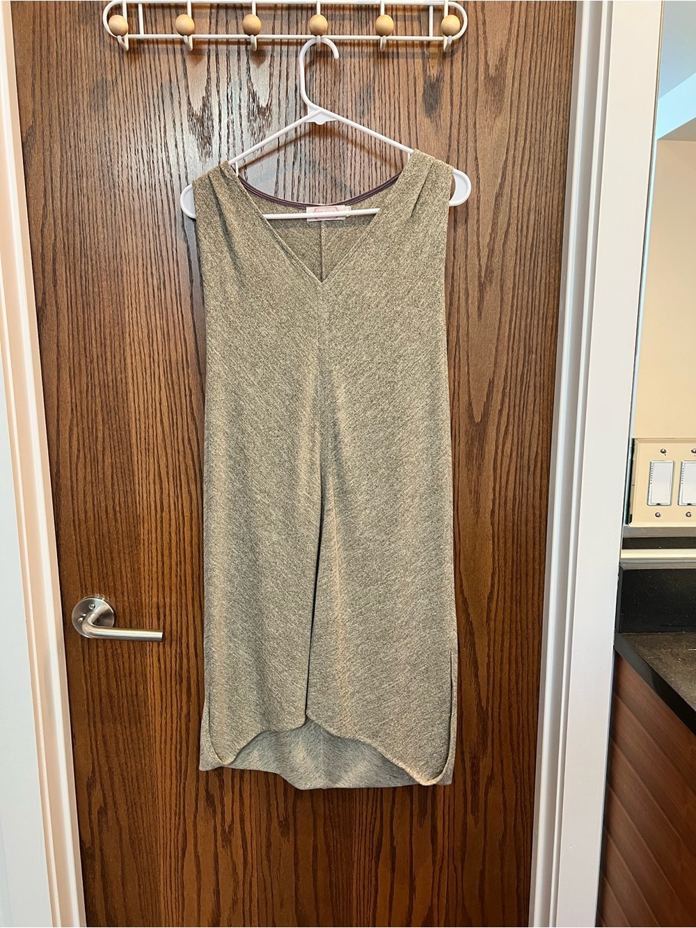 Blush Olive Green Sleeveless V-Neck Overlay Tunic